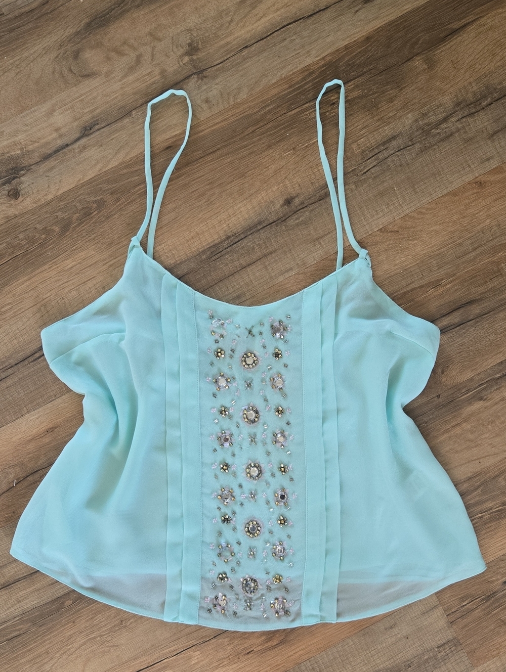 Charlotte Russe Mint Beaded Spaghetti Strap Cami
